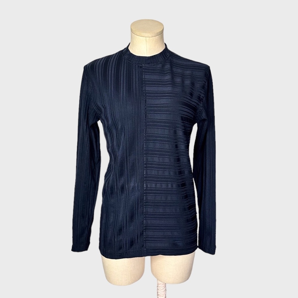 Marquis Stripped Mock Neck Top